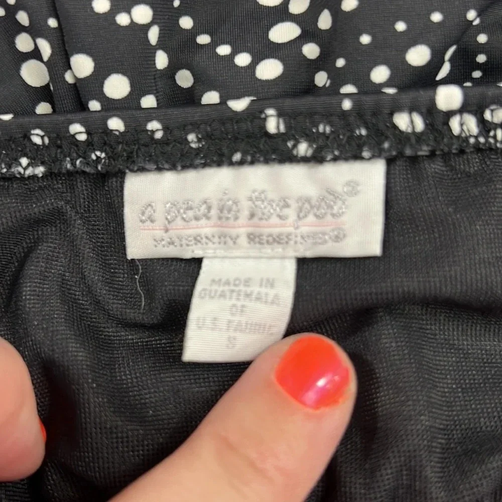 A Pea In The Pod Black White Paisley Maternity Halter‎ Tankini Top Womens Small